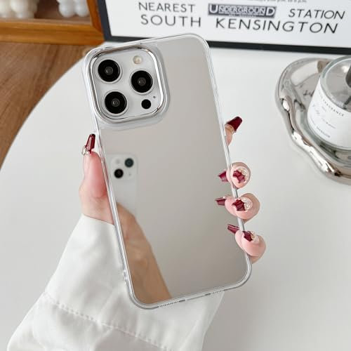 ZTOFERA Hülle für iPhone 15 Pro Max, Luxus Spiegel Makeup Hülle Kristallklare Rückseite Weiches TPU und Hartes PC Hülle Volle Kameralinse Stoßfest Kratzfest für iPhone 15 Pro Max 6,7 – Klar
