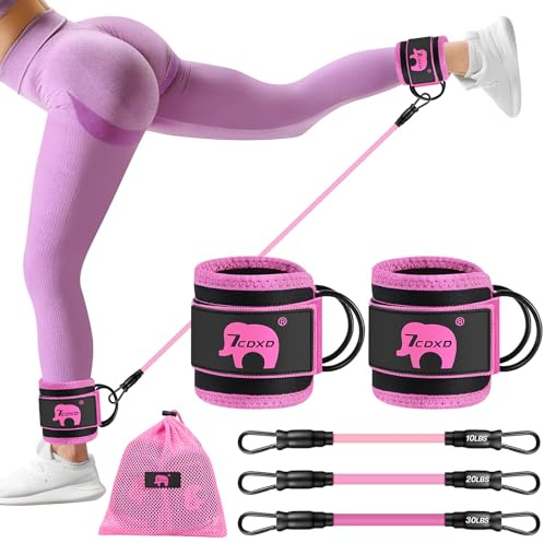 5 Stück Knöchel-Widerstandsbänder, Knöchelbänder zum Training mit Manschetten Fußschlaufen Knöchelriemen mit verstellbaren Widerstandsbändern für Booty Workouts Kickbacks Hip Gluteus Training