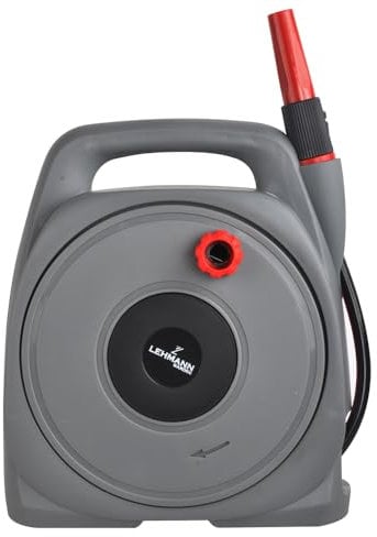 LEHMANN Avvolgitubo da Parete con Tubo da 10 m – Avvolgitubo da Giardino - Incluso tubo di alimentazione da 2 m - Raccordi da 1/2'' e 3/4'' - Ideale per piccoli giardini