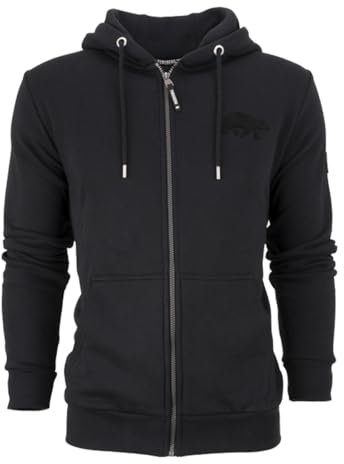 FORSBERG Zip-Hoodie mit Frottee Logo, Frontzipper, geräumige Bauchtaschen, Farbe:schwarz, Größe:S