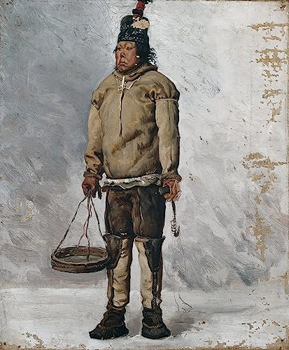 WACTWJNA Klassische Malerei Abstrakte Leinwandbilder Wandbild Kunstdrucke Ein Eskimo Von François Auguste Biard Leinwand Kunstdrucke Poster für Bürodekoration 60x90cm