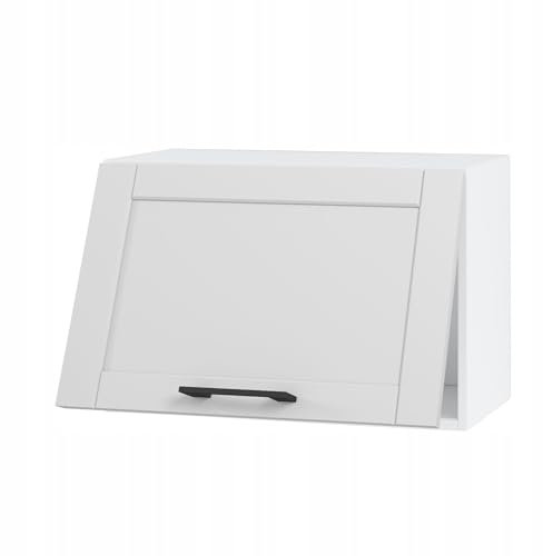 Hängeschrank Küche 50 cm - Kompakter Oberschrank mit Klapptür - praktischer Stauraum - hochwertige Möbelplatte - einfacher Selbstmontage - ideal für kleine und große Küchen (weißer RAHMEN)
