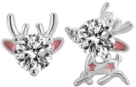 Gukasxi Ohrringe Elch Ohrstecker Ohrringe Weihnachten Damen Weihnachtsohrringe Weihnachten Ohrringe Ohrstecker Weihnachts Ohrringe Set für Damen Mädchen (Silber Elch)