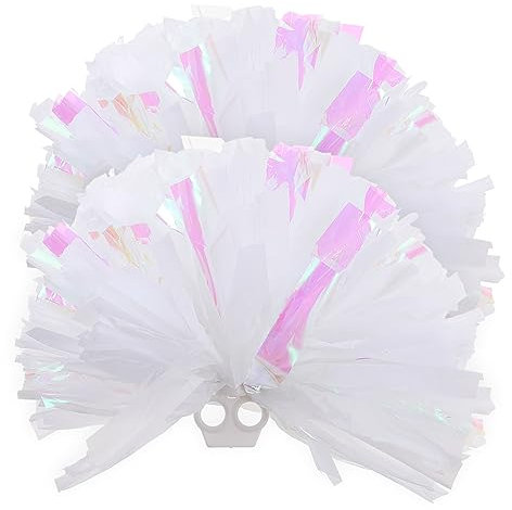 BELLIFFY 2St Cheerleader Hand Blumen Ball zarte Cheerleader-Requisite Pompons jubeln Cheerleading Pompoms Sportliche Pompons tragbare Cheerleader-Requisiten Cheerleader-Pompons Prop Weiß