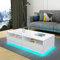 Komtopod Modern Coffee Table with 4 Drawers, Wooden Centre Living Room Table, Rectangular Coffee Table with Storage, High Gloss Finish, 85 x 55 x 35 cm, White with LED Light