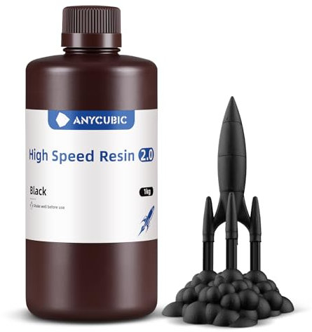 Anycubic High Speed Resin 2.0, 3D Drucker Harz mit 50% geringerer Viskosität, 170mm/h Geschwindigkeit, Bruchfest & Geruchsarm für Photon Mono M7 Pro, Schwarz 1000g