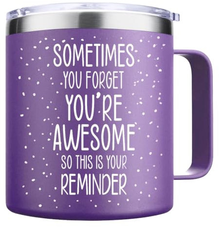Sheinly Sometimes You Forget You're Awesome Gifts Travel Coffee Mug 14Oz Purple Funny Gifts for Her Wife, Mum, Girlfriend on Mothers Day Birthday Christmas Easter