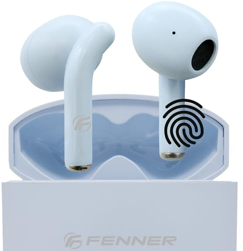 FENNER cuffie bluetooth 5.3 + ENC auricolari wireless, Accoppiamento Automatico, Durata batteria 5h+, Touch Control, Auricolare Stereo USB C per iOS Galaxy Xiaomi OPPO Android (Blue)