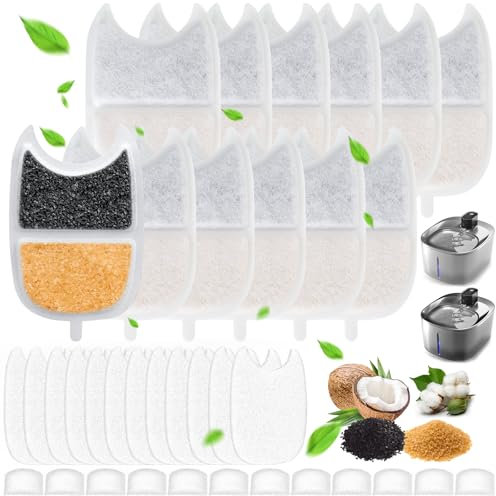 OCCOUMR Lot de 12 filtres pour fontaine à eau Feelneedy 4L pour chat YPD-C004, 12 filtres à charbon, 12 éponges pré-filtrées, 12 éponges pour pompe à eau
