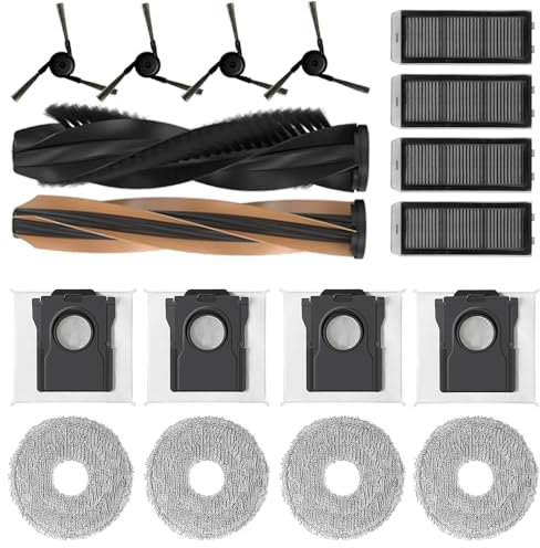 Geoviizon Lot de 17 Accessoires pour dreame X50 Ultra Complete/X50 Ultra/L50 Pro Ultra/X50 Master, 1 Brosse Principale, 4 Filtres,4 Tampons,4 Brosses Latérales, 4 Sacs à Poussière,Pièces de Rechange