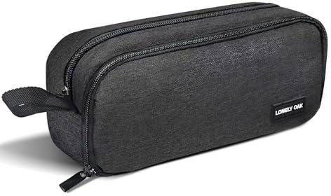 Lonely Oak Großes Federmäppchen, Großes Aesthetic Teenager Mäppchen mit Praktischen Fächern, Süße Federmappe mit Tragegriff für Mädchen & Jungen(Schwarz)