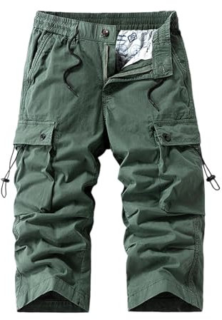 Bermuda Uomo sotto Il Ginocchio Angels Pantaloncini Beach Volley Corsa Trekking Sportivo Bodybuilding Shorts Running Shorts Cargo 2025 Estivi Pantaloni Cargo Uomo Estivi Corti Verde Militare XL