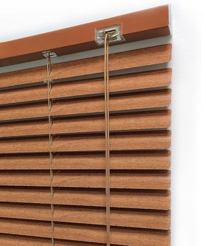 Aluminium Jalousie für Fenster Retro Holzmaserung,Horizontal Jalousien 25mm Lamelle Maßanfertigung Alu Lamellen Venezianische Jalousette Rollo Plissee (Light Curry,W80cm×H80cm)