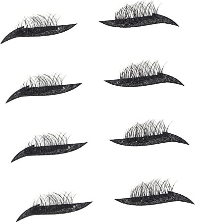 WRITWAA 4 Paare Selbstklebende Eyeliner Wimpern Aufkleber Glitzer Schwarze Eyeliner Sticker für Make Up Wiederverwendbar und Einfach zu Anwenden