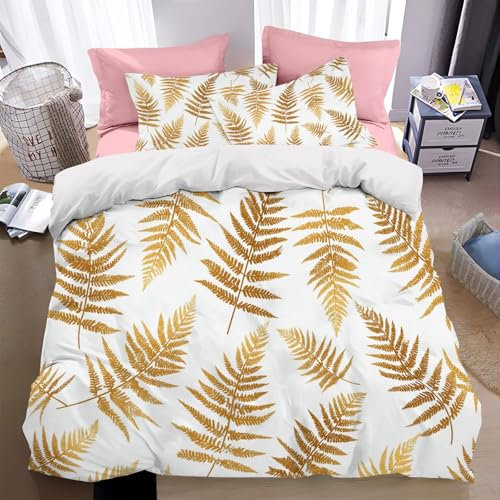 Luxury 3D Printed Duvet Cover Set with Unique Elegant plants Design – Soft & Comfortable Flower fern leaves Duvet Cover For all seasons,Durable and Warm Bedding