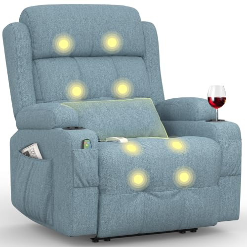 BareTay Relaxsessel Fernsehsessel Elektrisch Verstellbar Massagesessel mit Wärmefunktion Liegefunktion,2 Getränkehalter,4 Seitentaschen, TYP C & USB-Anschlüsse, TV Sessel für Fußteil, Wohnzimmer