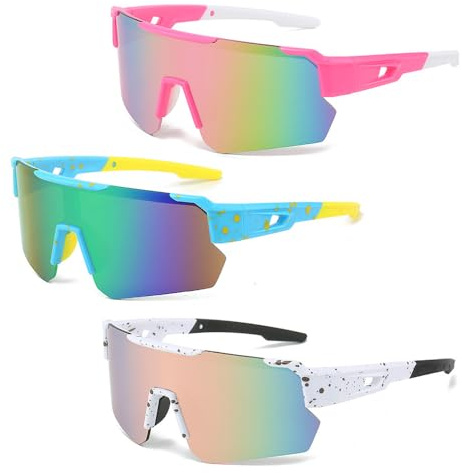 KBIBCK 3 Stück Schnelle Brille, Fahrradbrille Selbsttönend, Sport Sonnenbrille Herren Damen UV 400 Schutz, Rennrad Brille, Polarisiert Sportbrille laufbrille für MTB Rennrad Biking