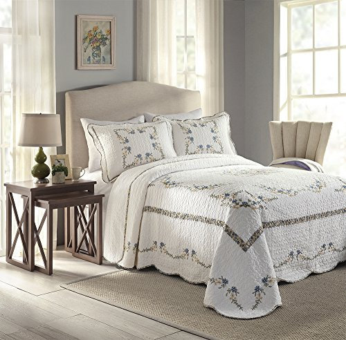 Peking Handicraft Heidekraut Tagesdecke, Baumwolle Polyester, Weiss/opulenter Garten, Twin Bedspread