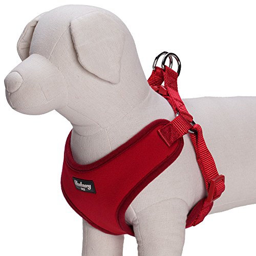 Blueberry Pet Geschirre Klassisch Einfarbig 41-47cm Brust Ultra-Soft Weiches Hundegeschirr mit Zugentlastung Westengeschirr in Rouge-Rot