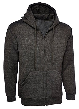 247-Clothing Ladies Zip-Up Hoodie Size 10 to 28 Plus Loose Fit Plain Hooded Sweatshirt NEW (UK 16, Charcoal)