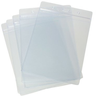 CKB LTD A6 Ausweishüllen Durchsichtig Kunststoff Ausweishalter Vertikal Weichplastik Abzeichen Kartenhüllen ID Kartenhalter Größe 17.5cm x 11.8cm Einsatzgröße 14,8 x 10,5cm (Packung mit 100 Stk)