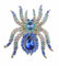 Dameglitzernden großen Kristall Diamante Two Tone Vintage Spinne Brosche Geschenkbox (blau)