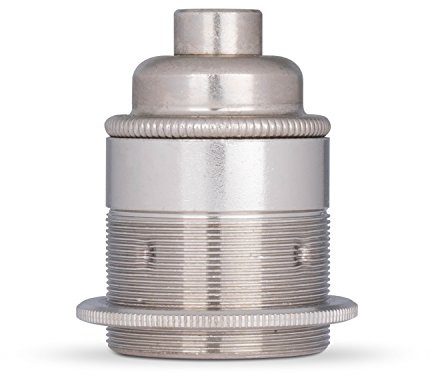 Vintage Lampenfassung aus Messing E27 - Das Original aus Europa - Ein/Aufbaufassung M10x1 Gewinde, Finish: Gewindemantel (1 Schraubring), Nickel