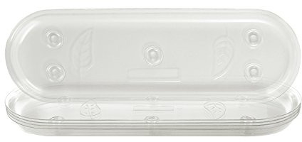 Idyllize Bandejas de goteo ovaladas de plástico transparente de 35,5 cm x 10,9 cm para macetas, alféizar de ventana y estante de ventana (35,5 cm x 11,4 cm)
