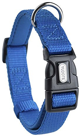 YUDOTE Adjustable Nylon Dog Collar with Soft Neoprene Padding for Medium Sized Dogs Neck 30-47cm Blue