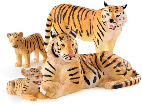Terra by Battat - Famiglia Tiger - Giocattolo tigre - Figurina di tigre - Famiglia Tiger - Animali selvatici - Animali della giungla