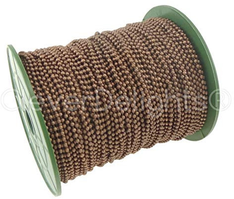 CleverDelights Kugelkette, 2,4 mm, Antik-Kupfer-Farbe, 90 m