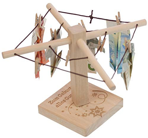 Geschenke 24 Geldwäschespinne (Stern-Design) - Verpackung für Geldgeschenke Geburtstag, Geldbaum kaufen - Geburtstagsgeschenk für Männer und Frauen aus Holz