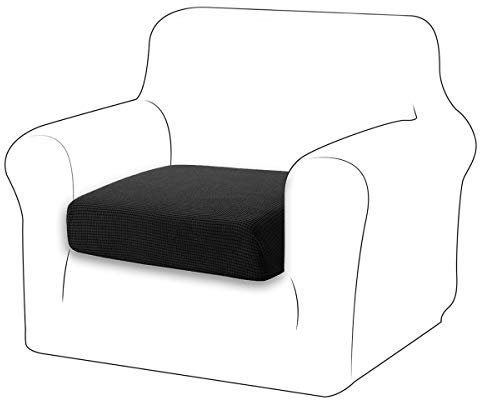 TIANSHU Sofa Sitzkissenbezug Stretch, Sitzkissenbezüge rutschfest, Jacquard-Stretch-Sofasitzbezug, Sofa überzug Elastischer, Schonbezug für Sofa Sitzkissen mit Gummiband (1 Sitzer,Schwarz)
