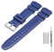 MCXGL Cinturino di ricambio in resina naturale compatibile con Casio W218H W-219H AE1200WH AE-1300WH W800H SGW-300H F-108WH, cinturino in gomma impermeabile, Fibbia argento blu scuro, 18mm, Cintura da