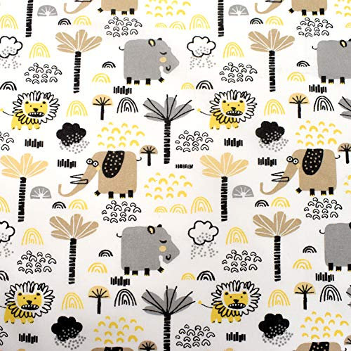 MAGAM-Stoffe Savanna Tiere Kinder Baumwollstoff Oeko-Tex Meterware 50cm (grau)