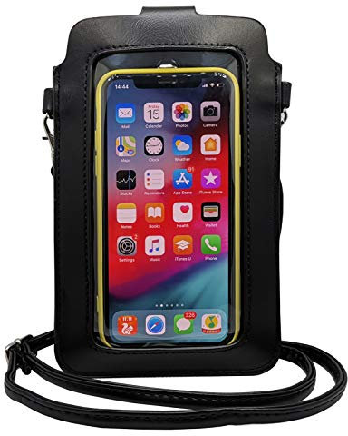 Small Crossbody Phone Bag for Women, Touch Screen Wallet Purse For iPhone 12 Pro Max, For Samsung Note20 ultra,S21 FE,S21+, Black,