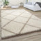 Paco Home Hochflor Teppich Wohnzimmer Schlafzimmer Shaggy Skandinavisch Rautenmuster, Grösse:240x340 cm, Farbe:Beige-Creme