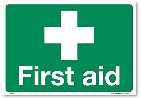 Cartello di primo soccorso, A1, 841 x 594 mm, in plastica rigida in PVC, per costruzioni, ristrutturazioni, cantieri di sicurezza