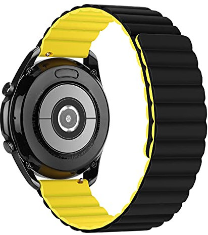 Tasikar 22mm Cinturino Compatibile con Cinturino Huawei Watch GT 3/GT 2 46mm, Cinturini Silicone con Chiusura Magnetica per Samsung Galaxy 46mm/ 3 45mm (giallo-nero)