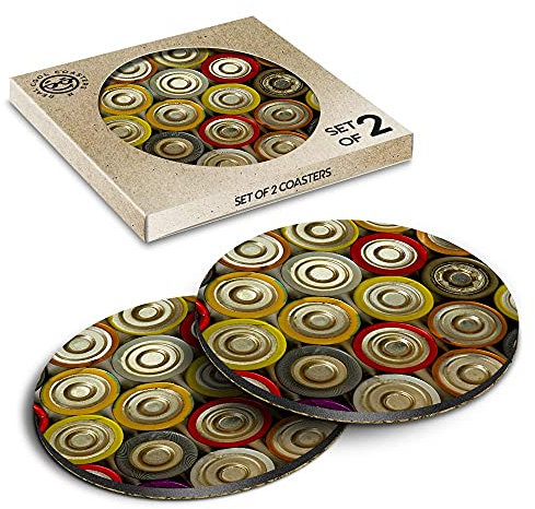 2 x Eco Boxed Cork Coasters - Retro Batteries Power Bank Drink Cup Mug Glass Table Mat #3084