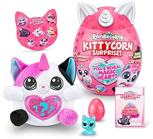 Rainbocorns Kittycorn Surprise Series 1, Pippa The Calico Cat - Peluche Coleccionable - 10 sorpresas para desempacar, pelar y revelar corazón, calcomanías, a Partir de 3 años (Gato Calicó)