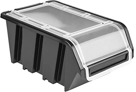 10 x Stapelbox mit Deckel Werkstatt Stapelkiste Sortierbox Box 160x230x120 Schwarz | stapelkisten kunststoff lagerboxen stapelbar