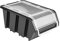 Lot de 10 boîtes empilables avec couvercle - 160 x 230 x 12 cm - Noir - Boîtes empilables en plastique, bacs a bec, boites de rangement, boites au garage, containers de stockage