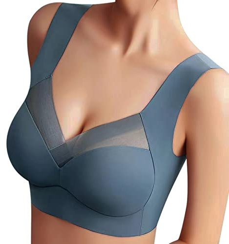 Sfit Damen Soft BH ohne Bügel Zero Feel Bralette Nahtloser BH Schlaf BH Ultra leicht Push-Up BH Gepolstert Bügelloser Bustier für Schlafen Yoga(Dunkelblau,3XL)