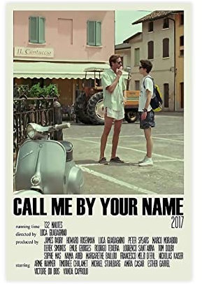 FABIVA Leinwandposter Call Me By Your Name, minimalistisches Filmposter, Schlafzimmer, Dekoration, Sportlandschaft, Büro, Raumdekoration, Geschenk, ungerahmt, 20 x 30 cm