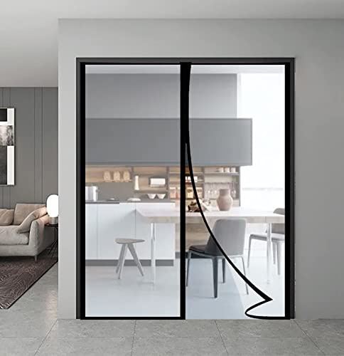 Tenda per porta isolata trasparente, magnetica termica, per porta, a chiusura automatica, per la privacy, per cucina, camera da letto, condizionatore d'aria, adatta a porte fino a 182,9 x 203,2 cm
