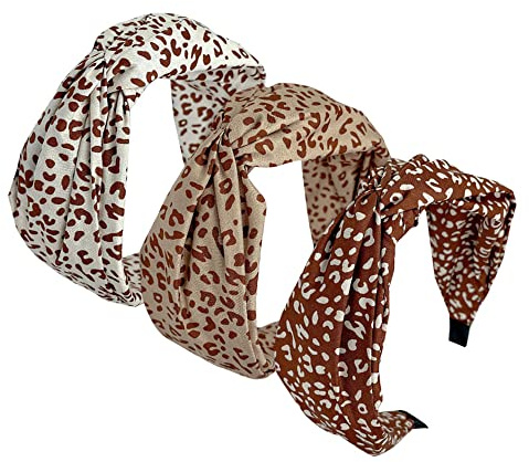 Breites Stirnband für Frauen Stoff Haarband Alice Band Elastische Damen Stirnband Haarzubehör für Frauen und Mädchen (WidCoLeaopard)