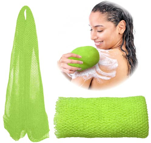 ADETON Éponge africaine en filet, exfoliante pour le corps, éponge longue en maille de nylon, 17 couleurs, sapo, accessoires de bain de douche, gommage du cuir chevelu arrière des pieds, nettoyant