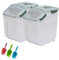 Uotyle 2Pcs 10KG Plastic Food Storage Container Box with Lid & Wheels – Large Airtight Pet & Kitchen Organizer Bin for Dog & Cat Food, Flour, Cereal, Nuts, Beans, Includes Measuring Cup & Scoop(Green)