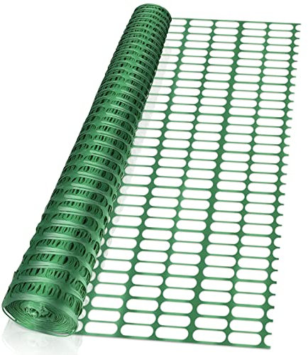 Randaco Schutznetz aus Kunststoff, Warnnetz Bauzaun aufgerollter Absperrzaun aus Kunststoff, Auffangnetz Wildzaun Baustellnetz, Fangzaun Rolle, 1m x 50m, Grün